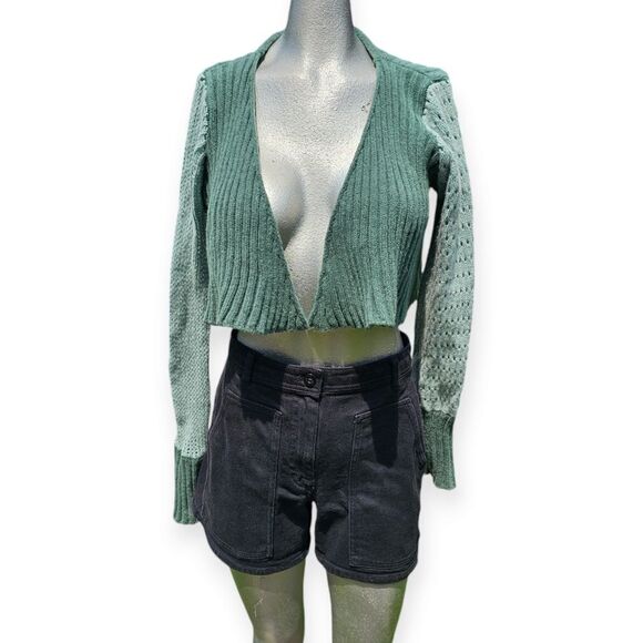 Save the Queen Vintage Y2K 00s Knit Wool Blend Cropped Patchwork Cardigan - Picture 11 of 11